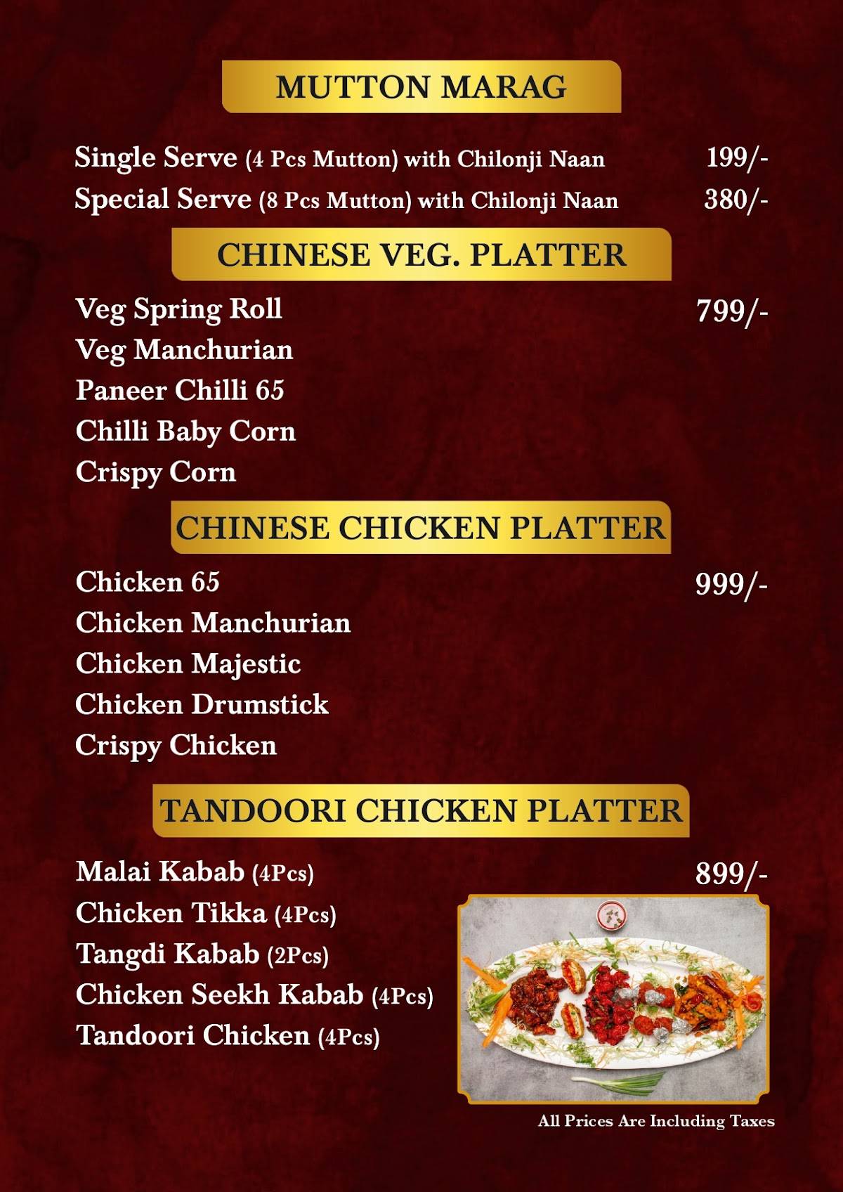 Menu at Pista House Uppal, Hyderabad