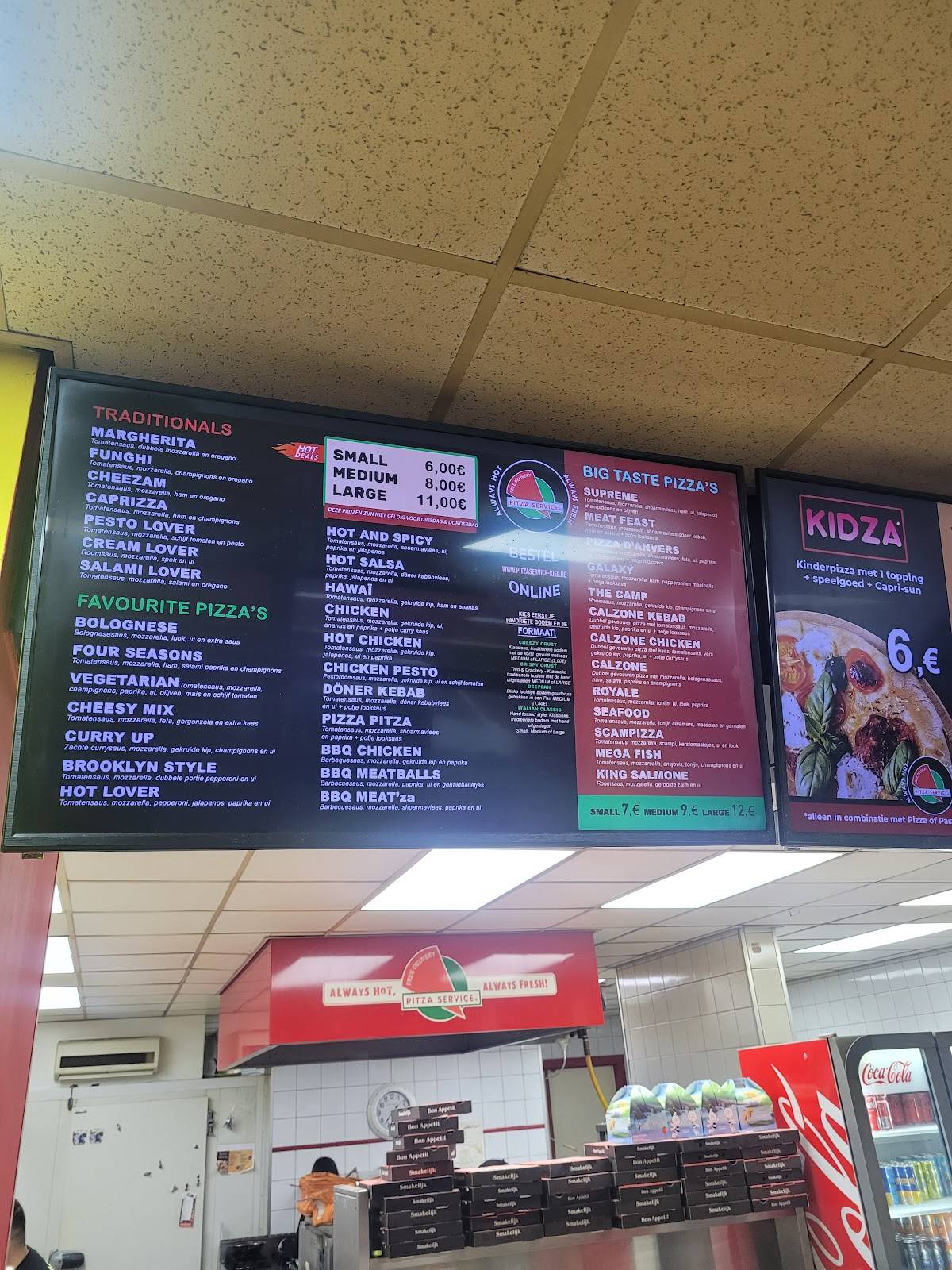 Menu de Pitza Service Kiel