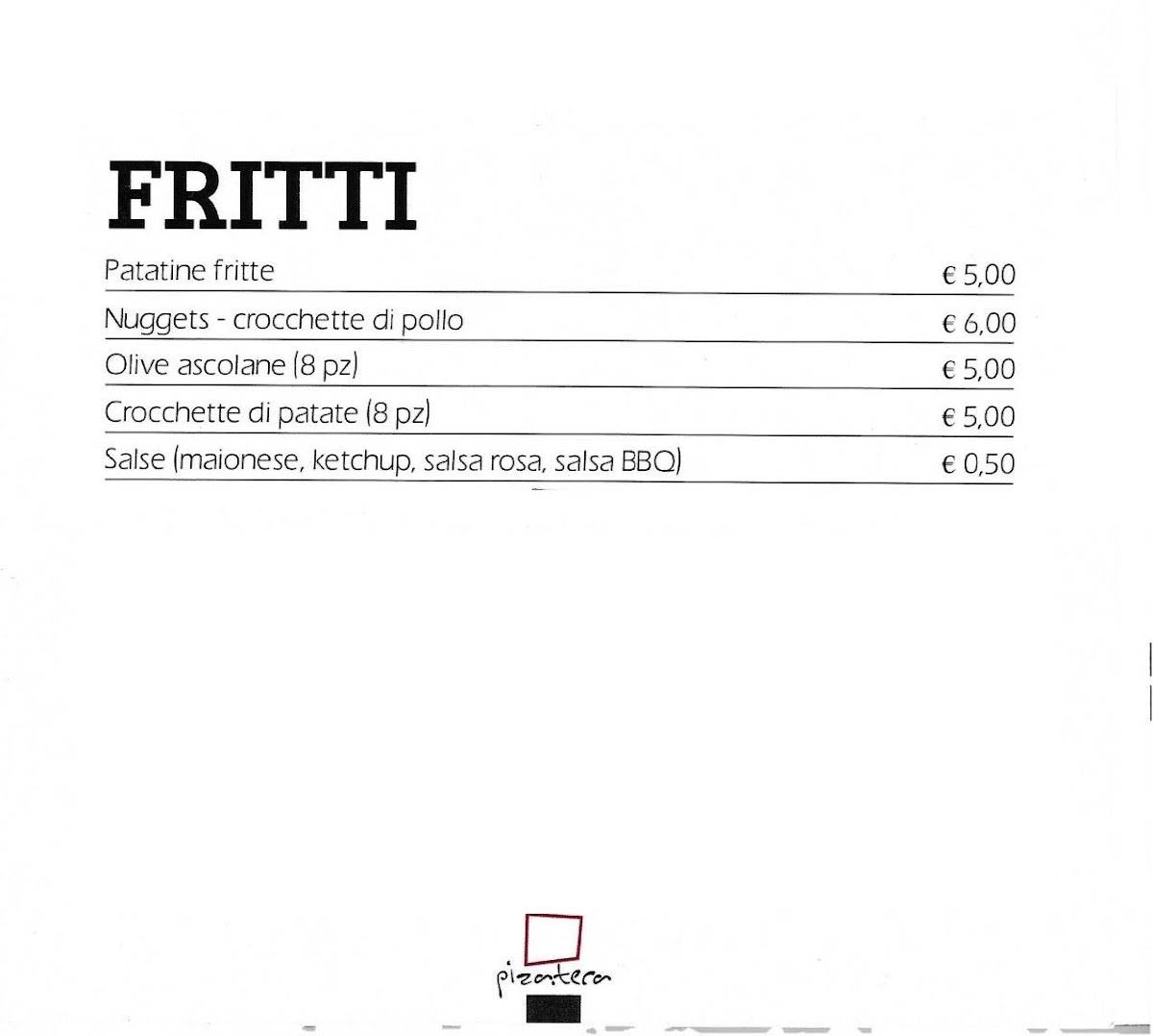 Menu di Pizateca 