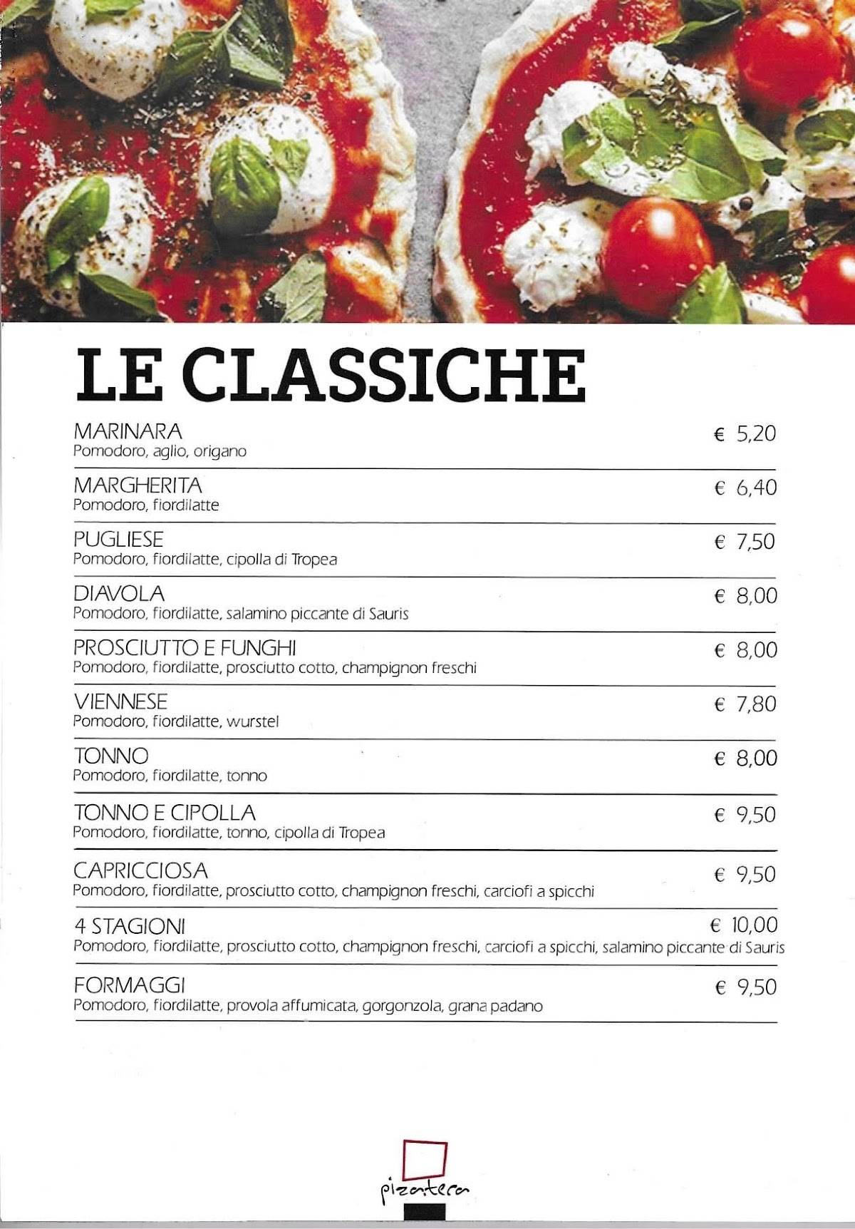 Menu di Pizateca 