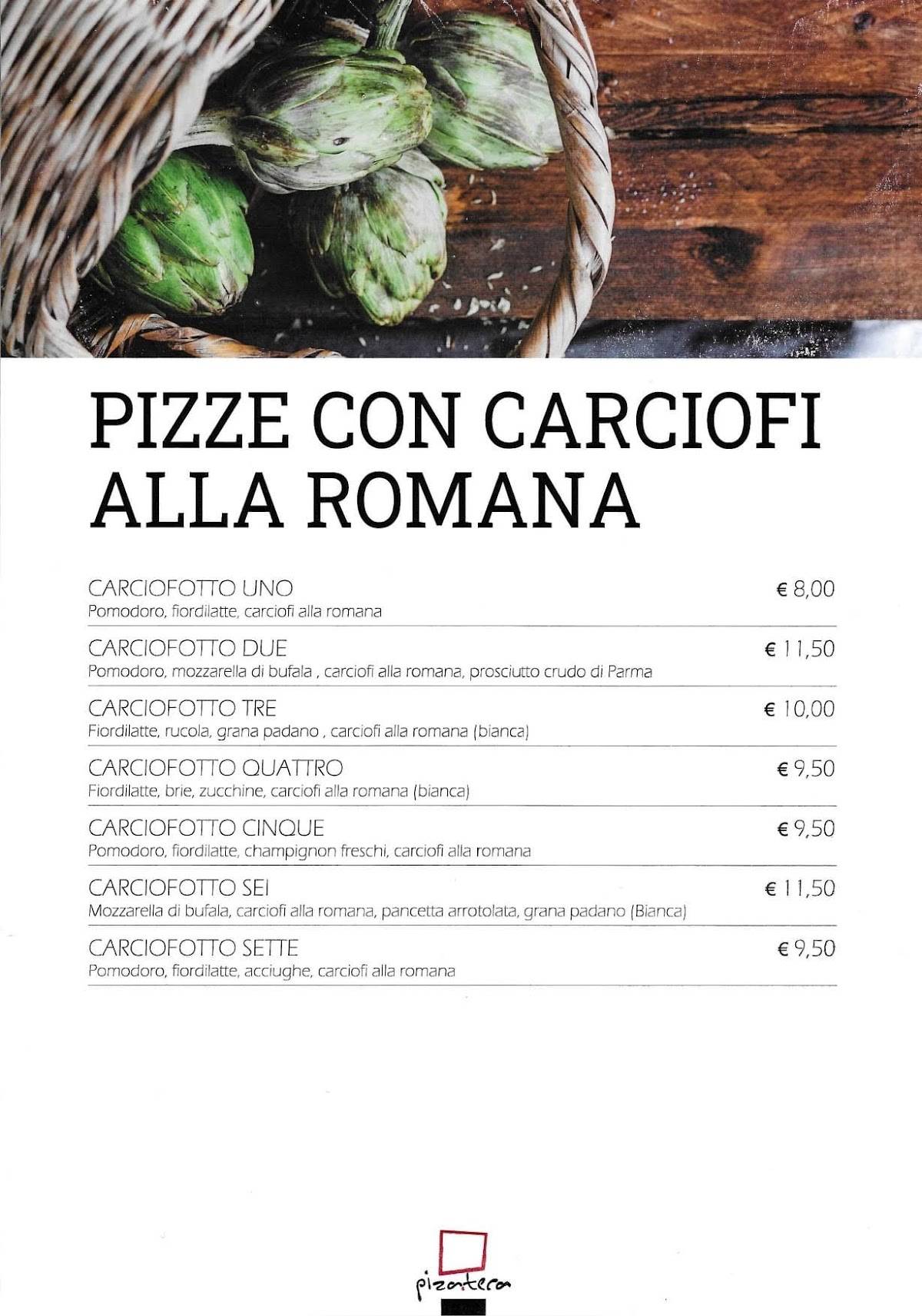 Menu di Pizateca 