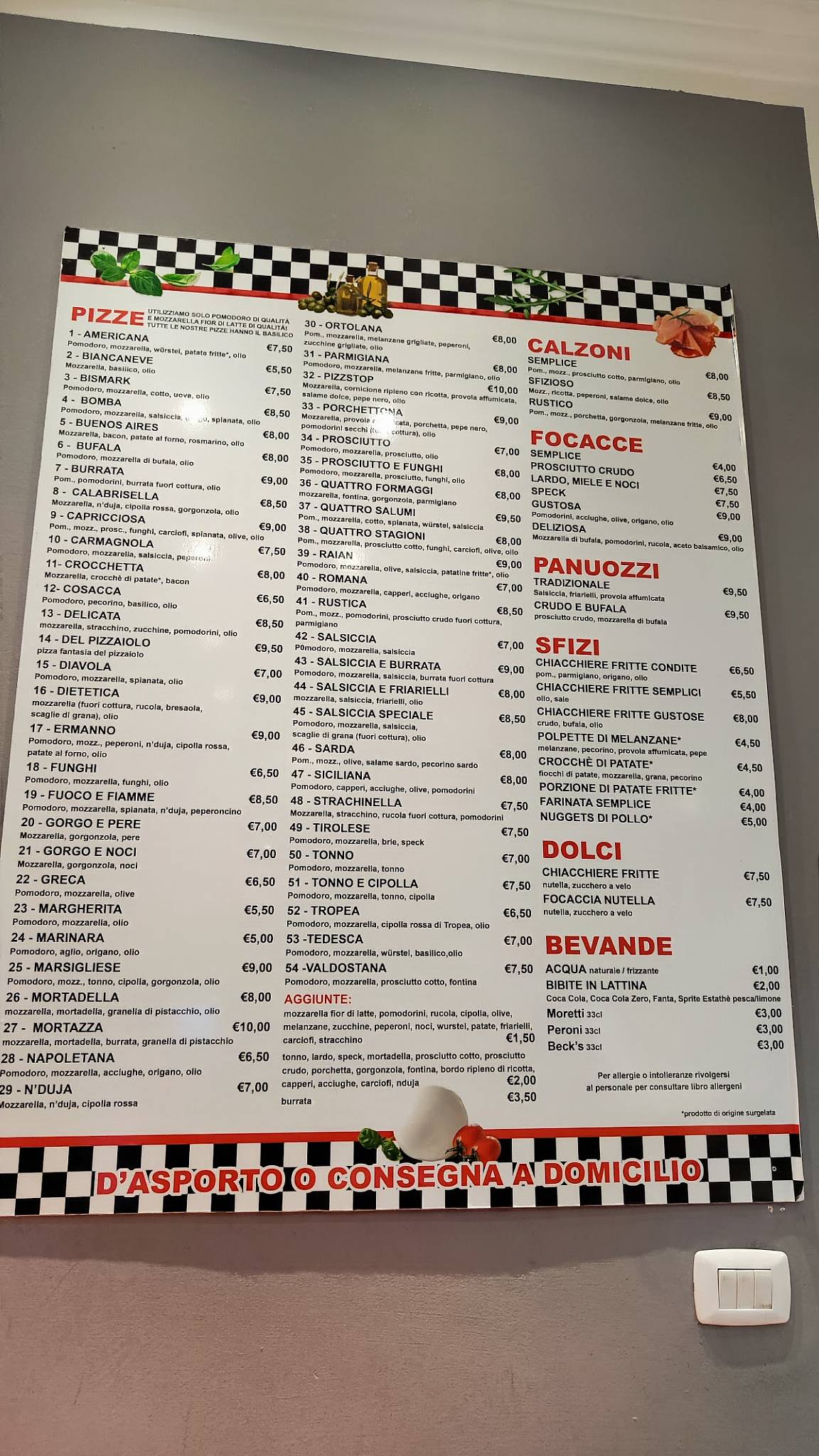 Menu di PizzStop 