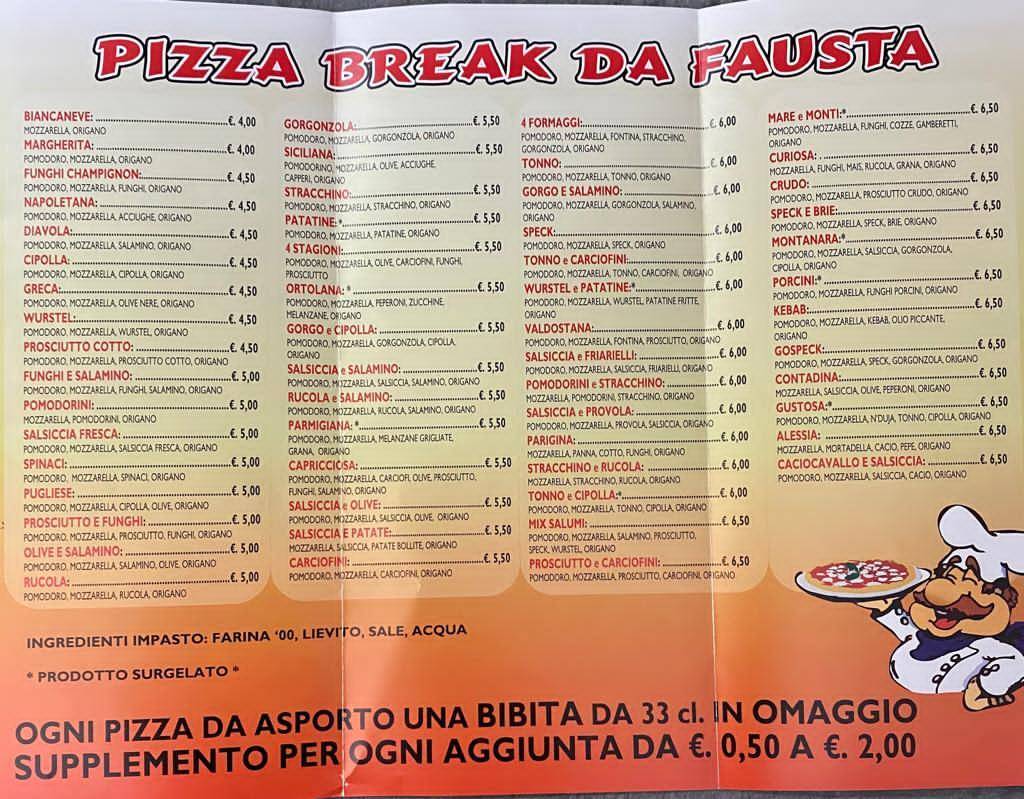 Menu di Da Fausta 