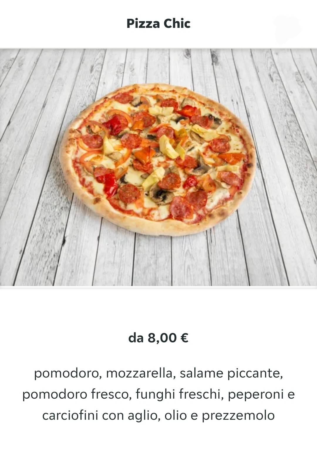 Menu di Pizza Chic 