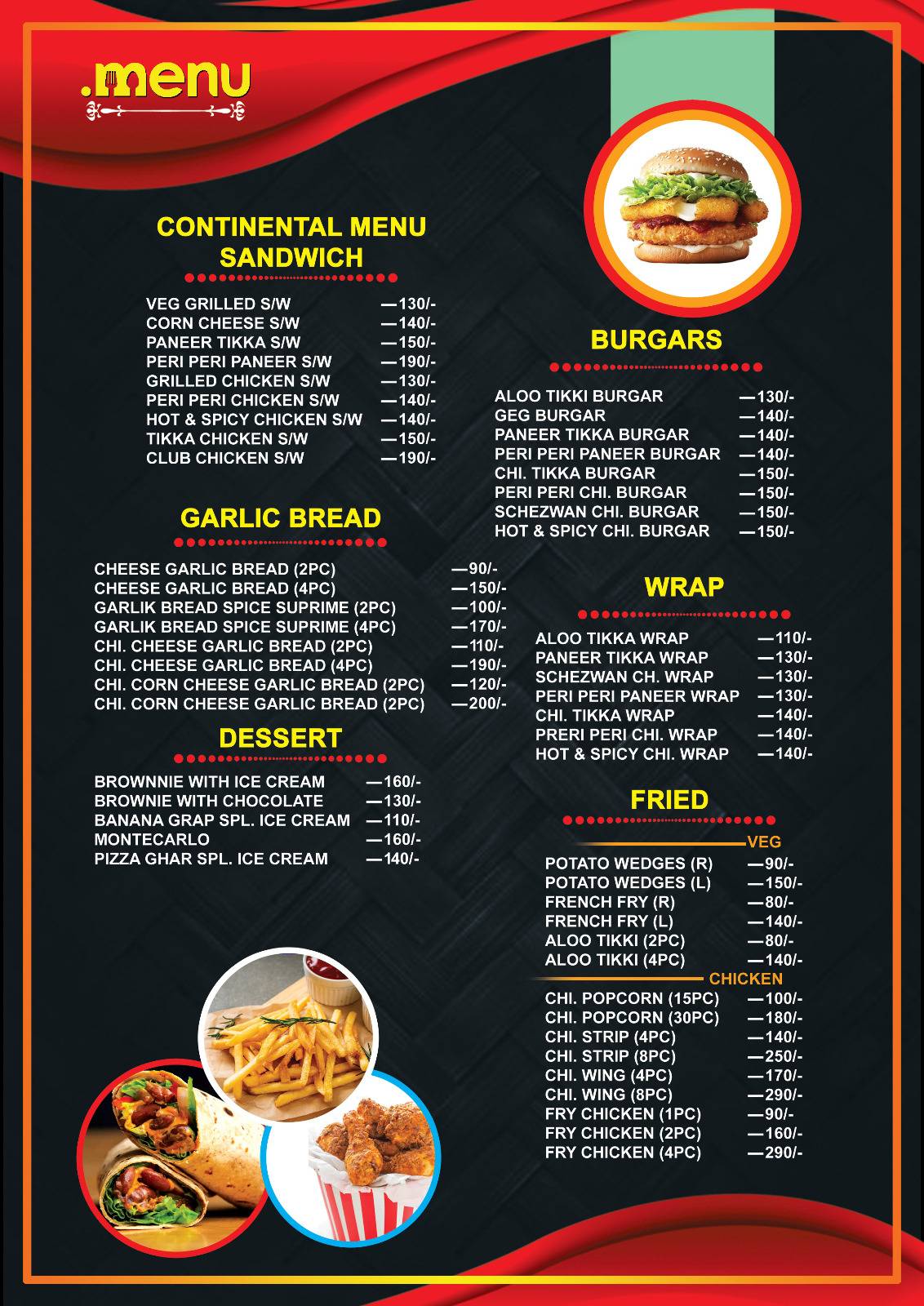 'Pizza Ghar' Cafe & Restaurant menu