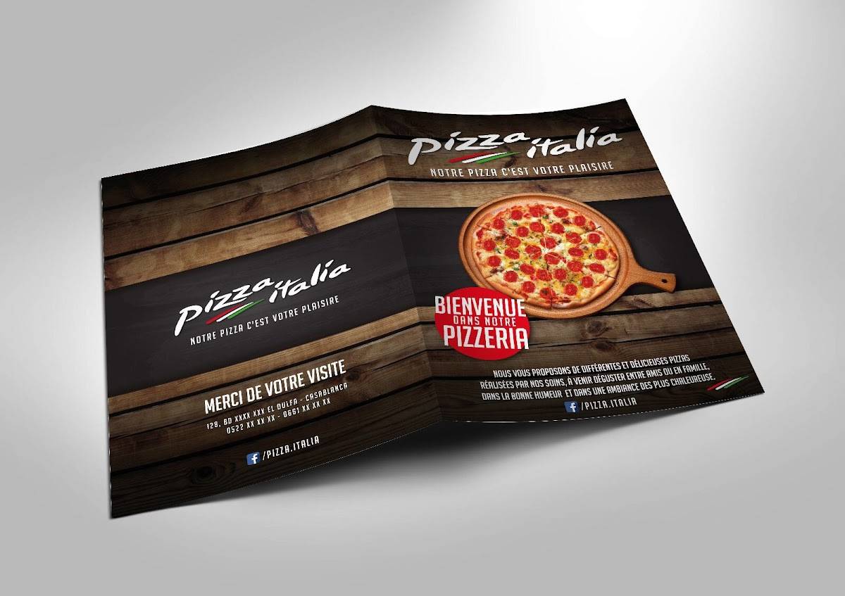 Menu au Pizza ITALIA restaurant, Casablanca, 229 Bd Wad Dawrra Azhari Oulfa