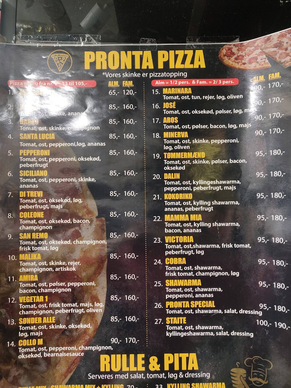 Menu de Pizza Pronta