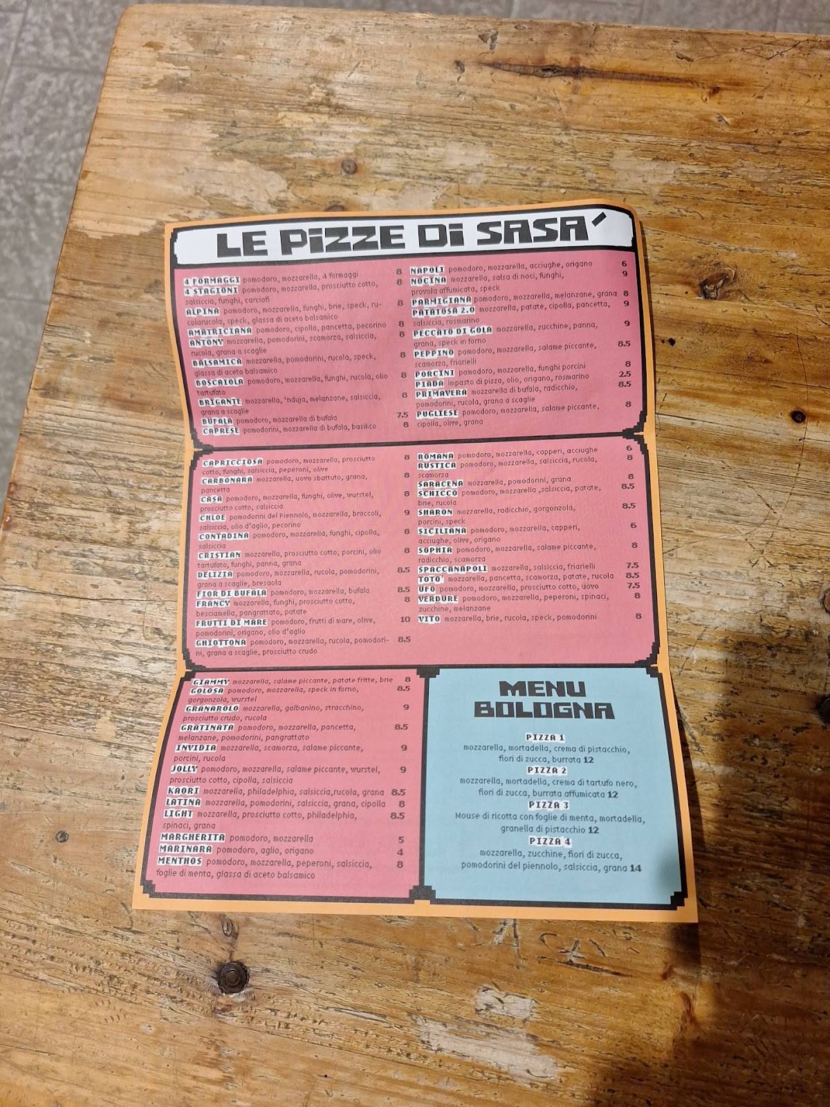Menu di Pizza Sasa' 