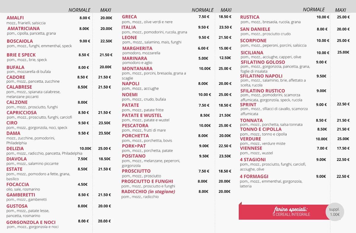 Menu di Pizza Sprint 