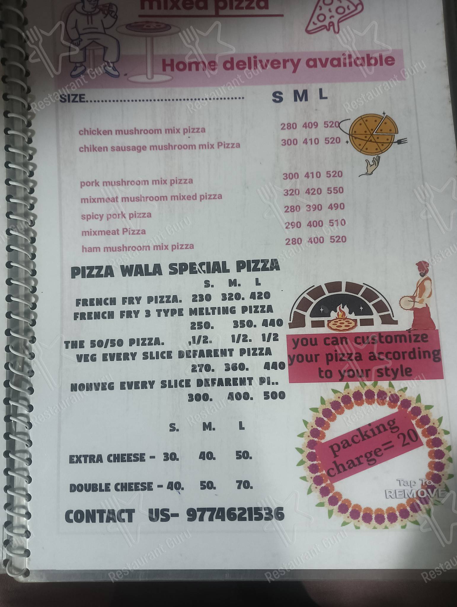 Check out the menu for Pizza Wala