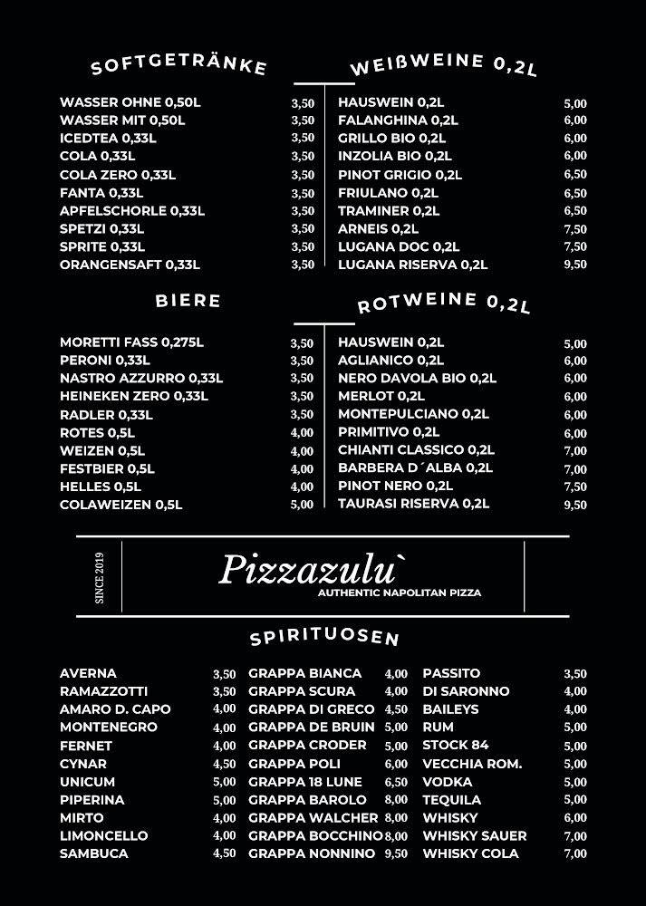 Pizza Zulu Karte