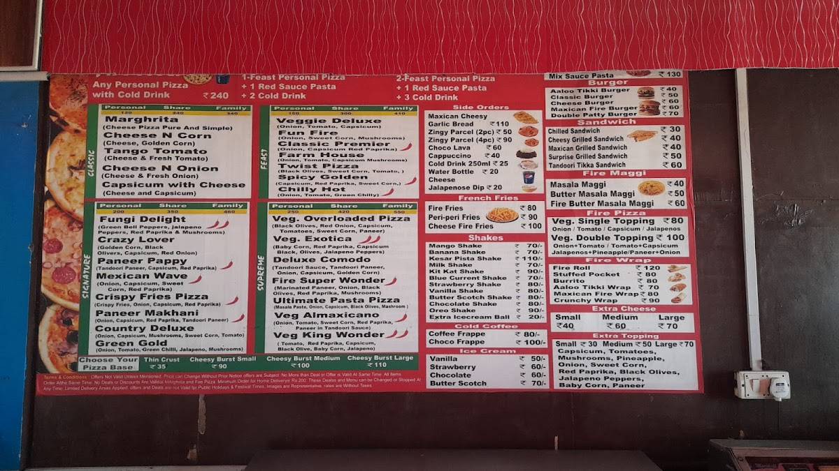 Pizza fire menu