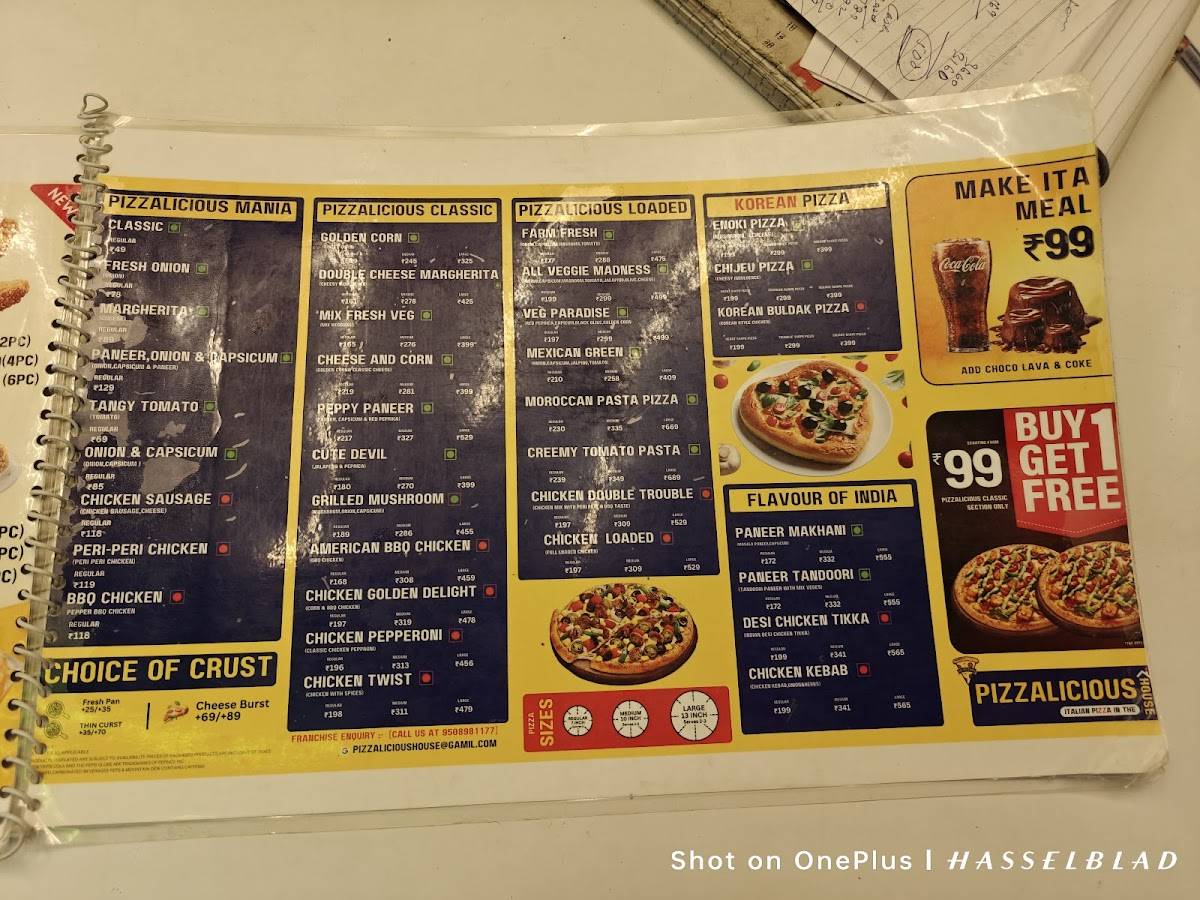 Pizzalicious House menu