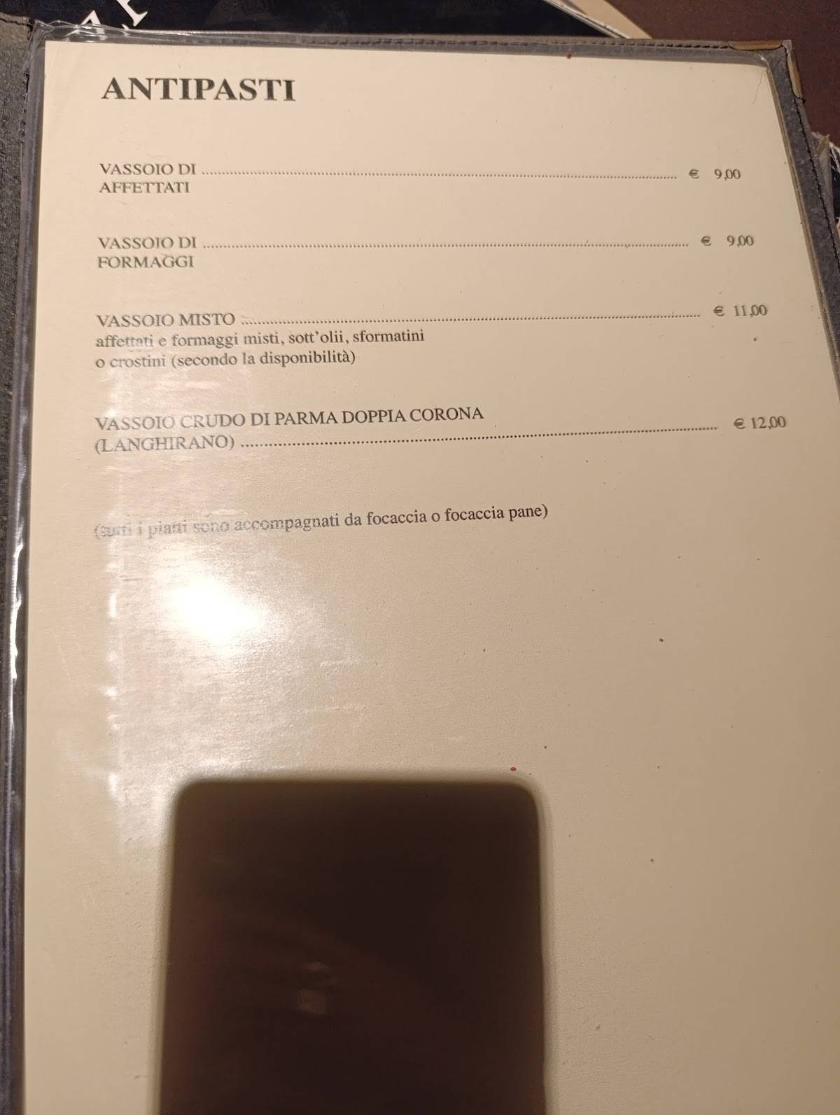 Menu di Pizzarda 