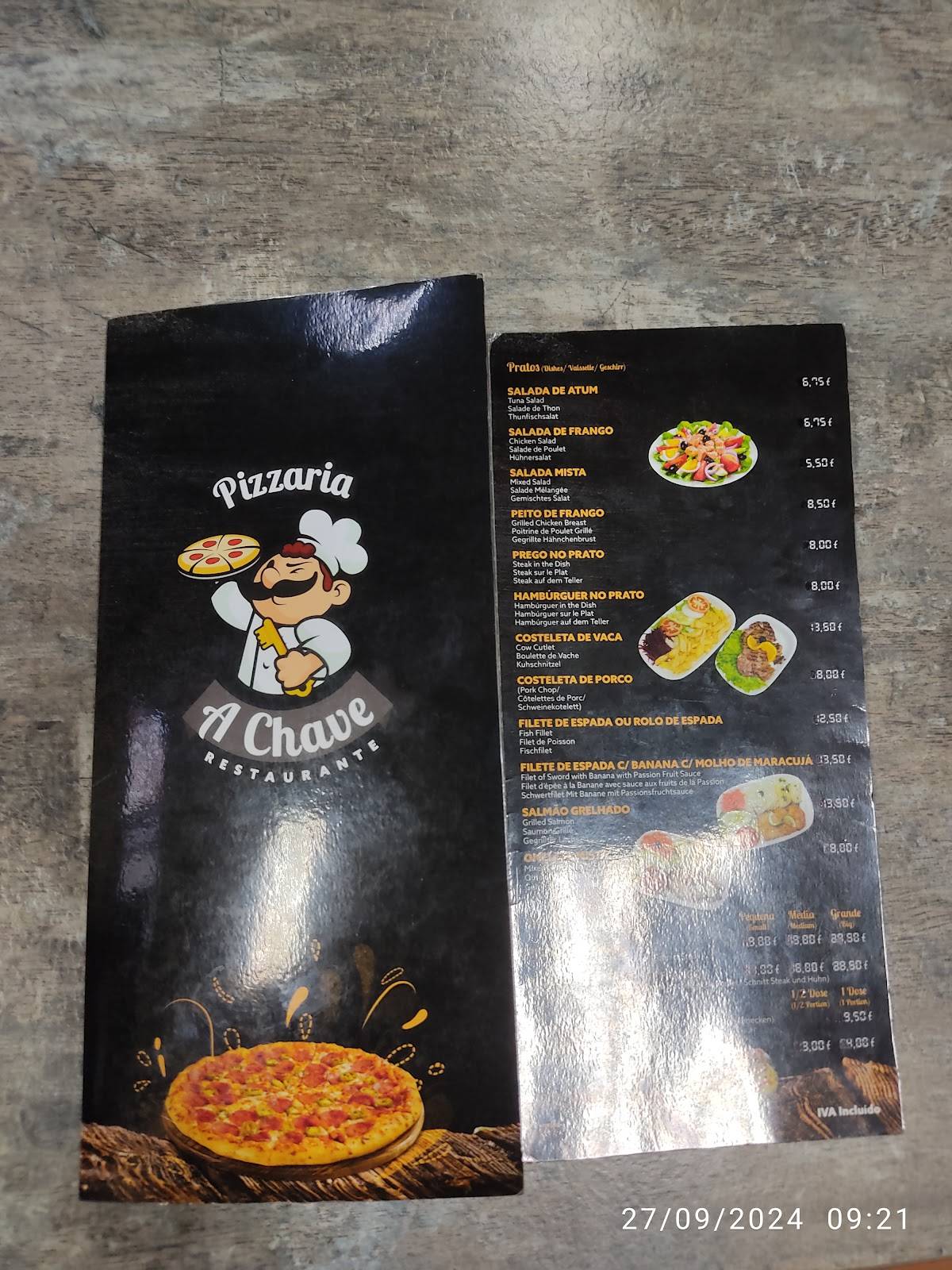Menu em Pizzaria A Chave, Ribeira Brava, Mar a Vista, image size:1200x1600