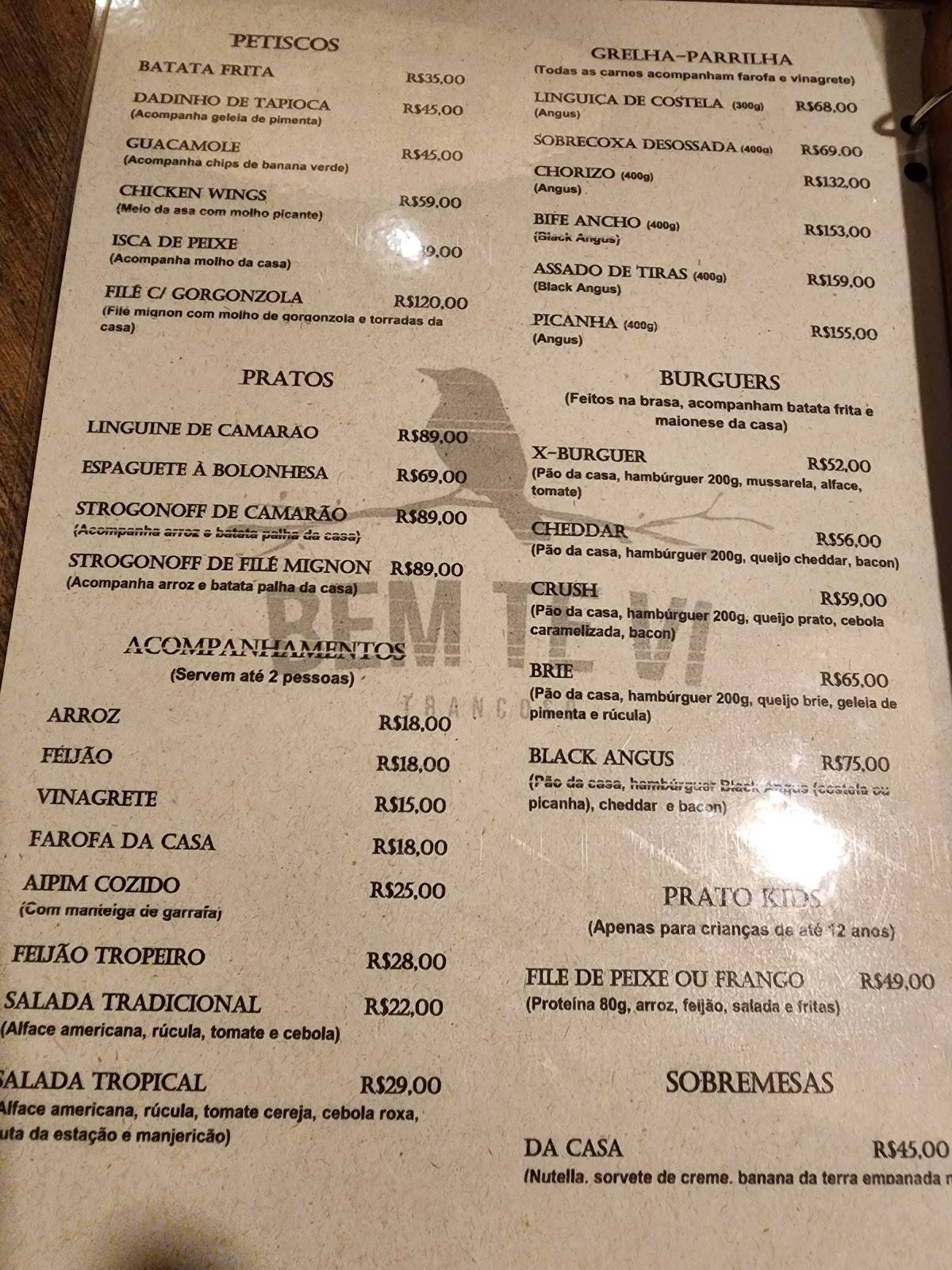 Pizzaria e Restaurante Bem Te Vi Trancoso cardápio
