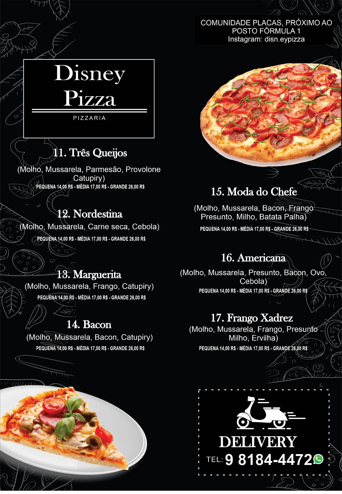 Pizzaria Disney Pizza cardápio