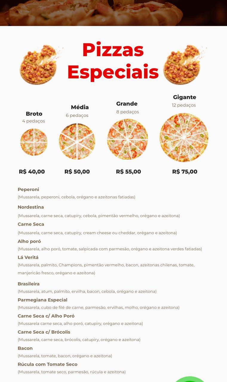 Pizzaria Lá Verità em Jardinópolis cardápio