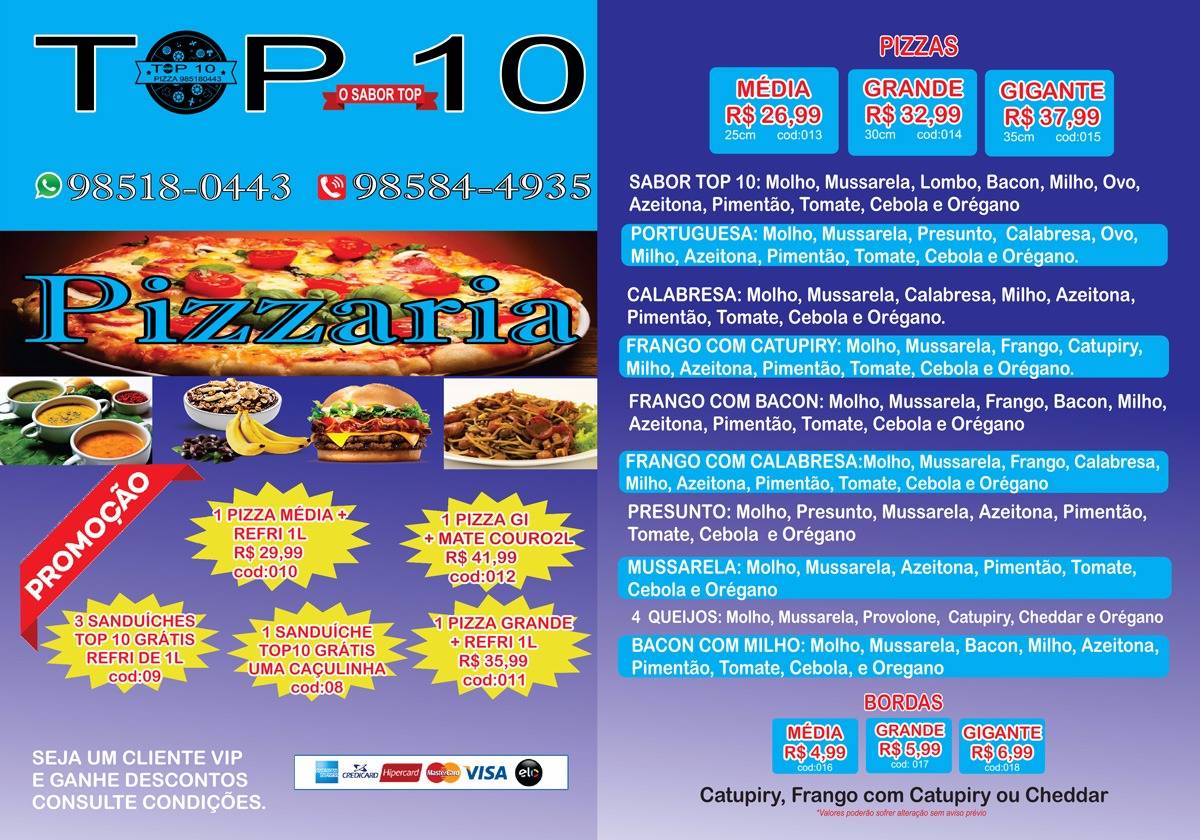 Top10 cardápio