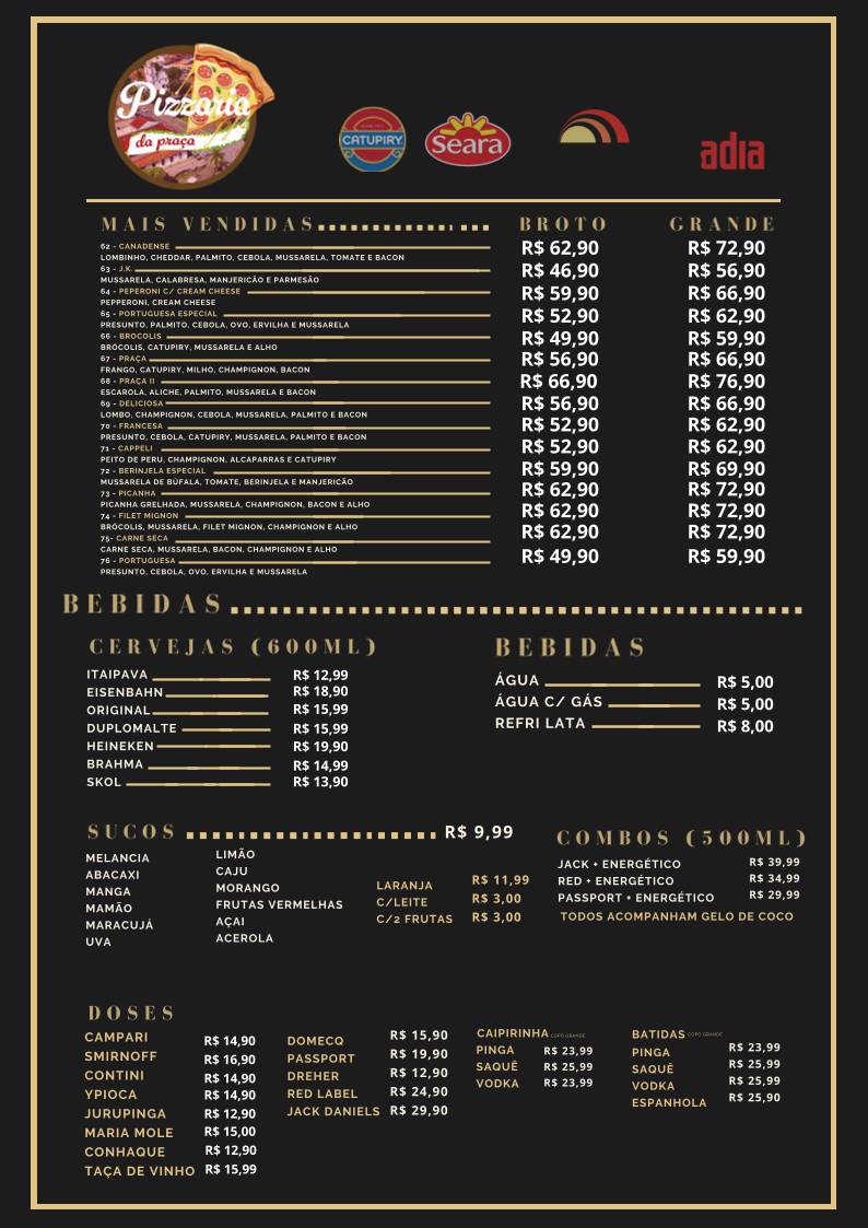 Pizzaria da Praça cardápio