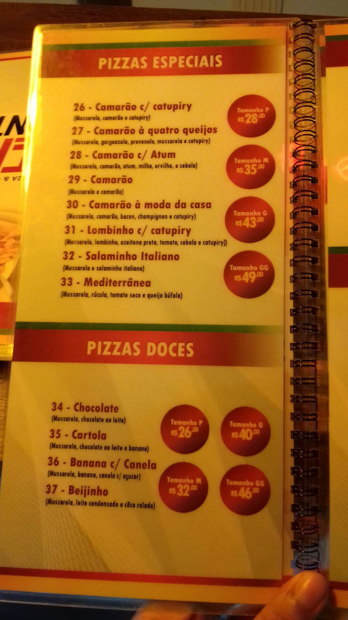 Pizzaria e Choperia Seis e Ponto cardápio