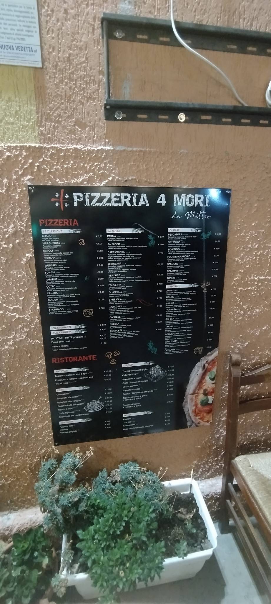 Menu di Pizzeria 4 Mori...da Matteo...forno a legna 