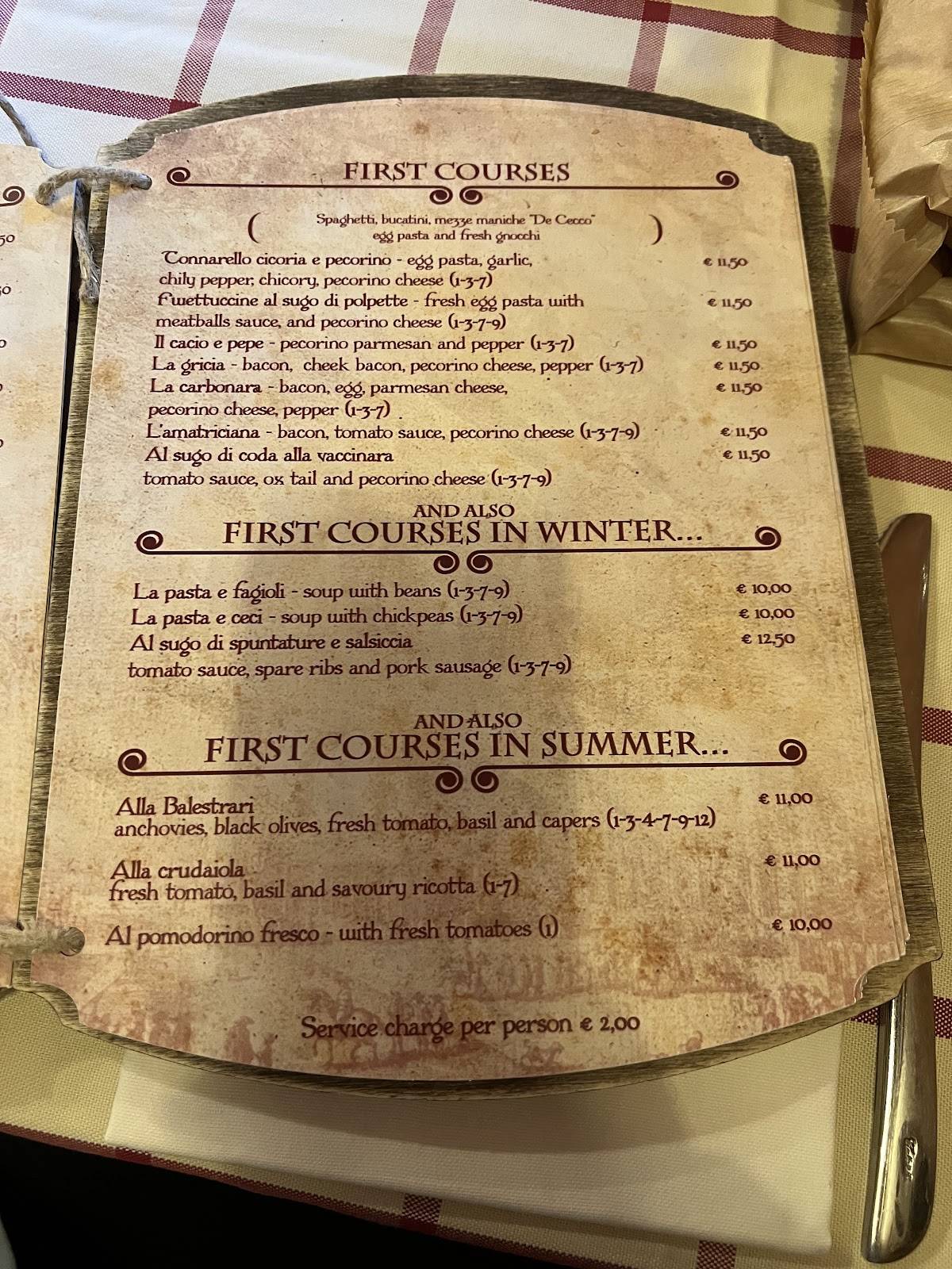 Menu di Ai Balestrari In Prati 