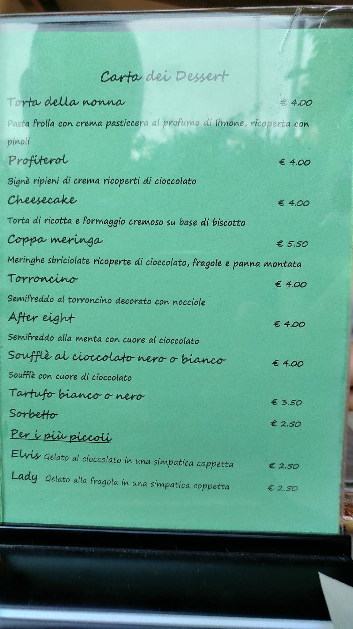 Menu di Pizzeria Al Portego Sovizzo 