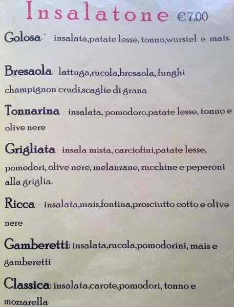 Ristorante Pizzeria Bella Napoli menu