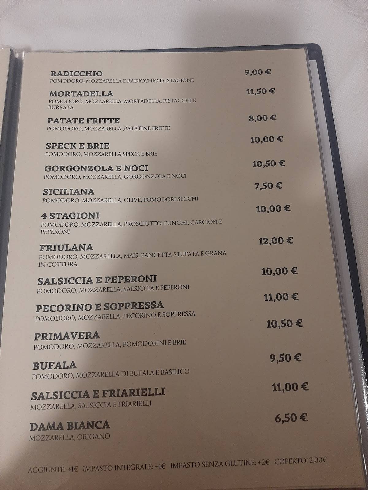 Menu di Pizzeria Ca' Balà 