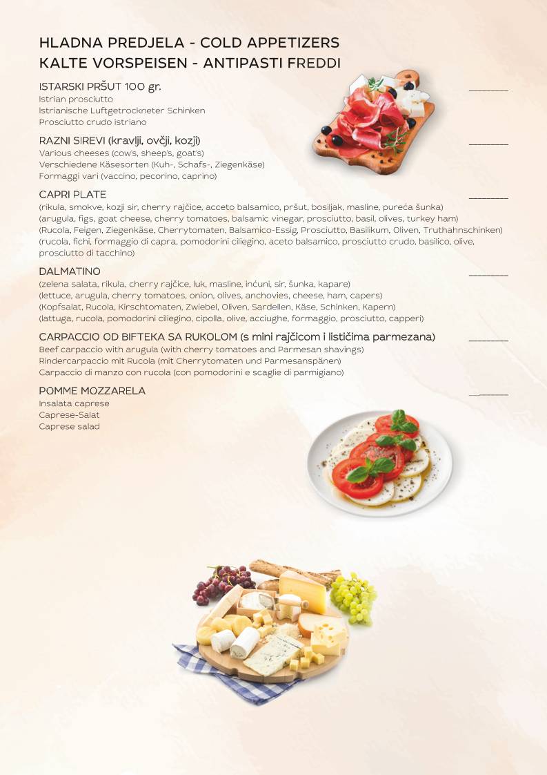 Menu di Pizzeria Capri 