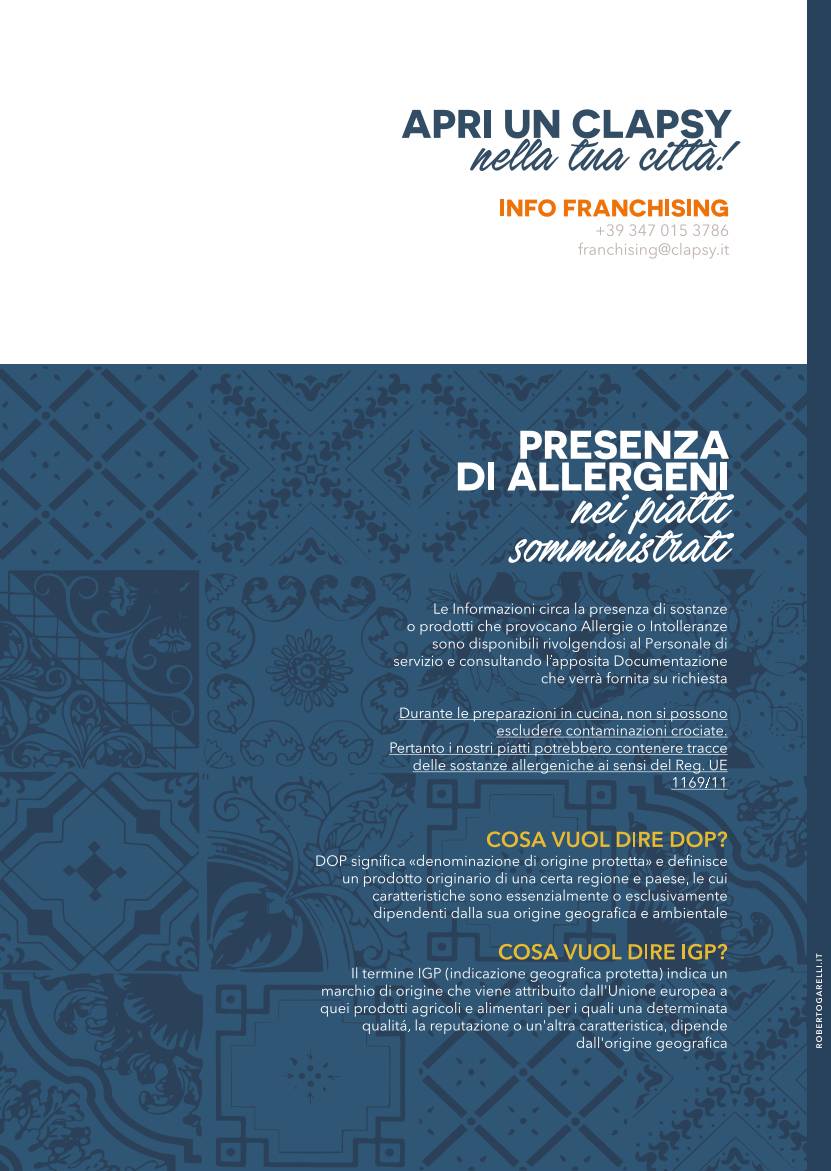 Menu di Clapsy Torino 
