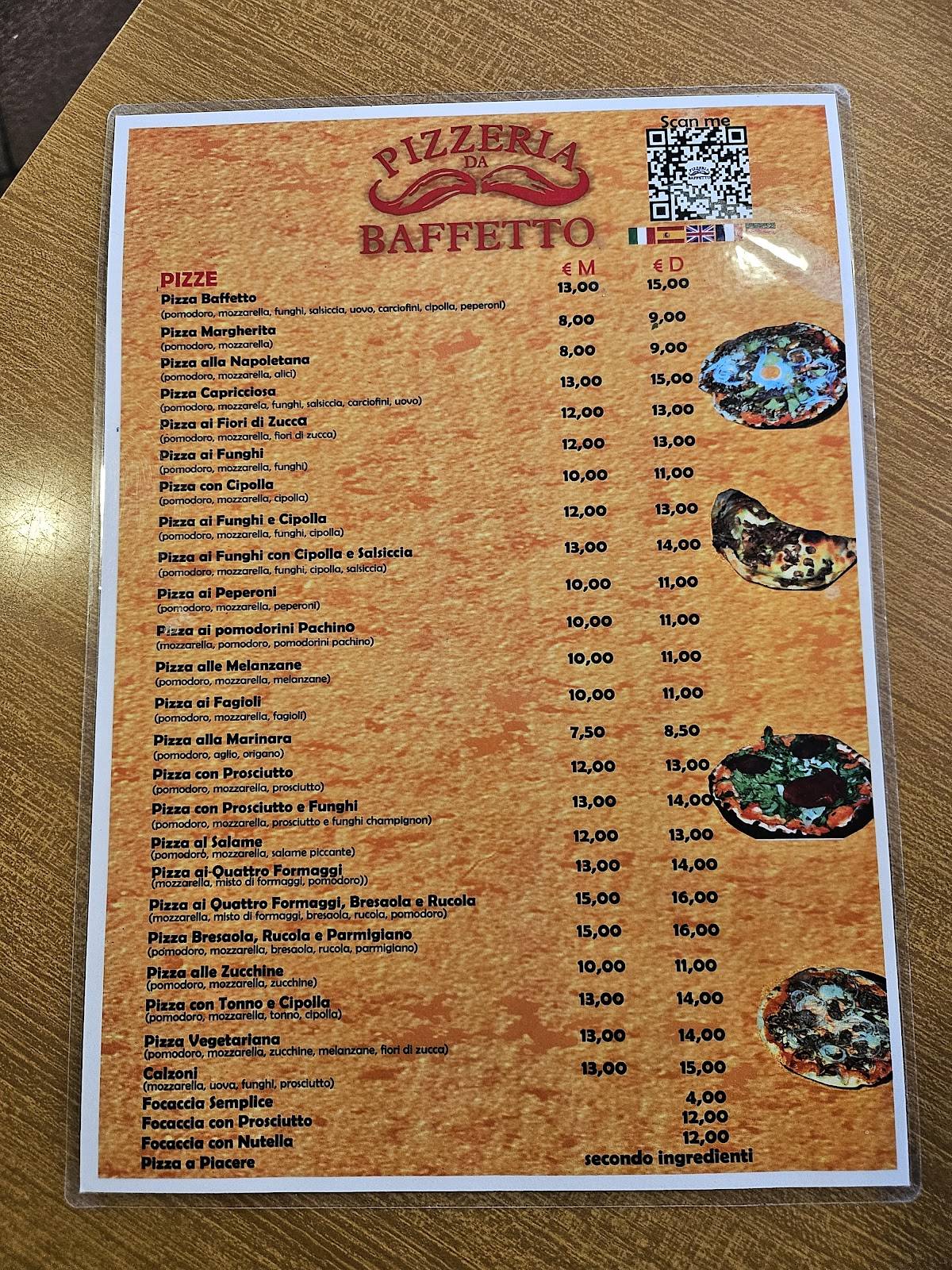 Menu di Pizzeria Da Baffetto 