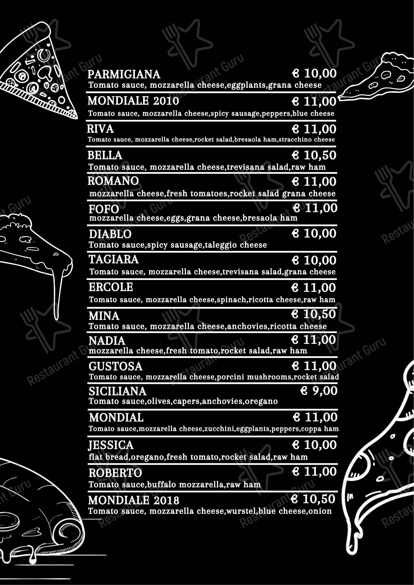 Menu bar per Pizzeria Da Romano Milano ristorante