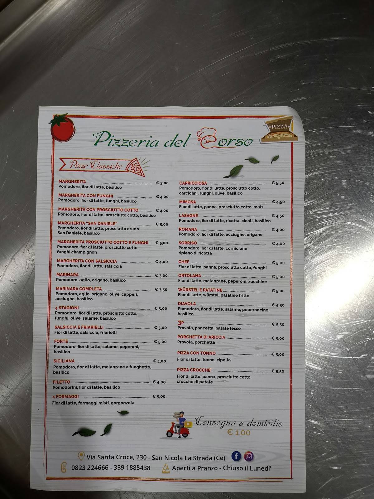 Menu di Pizzeria Del Corso 