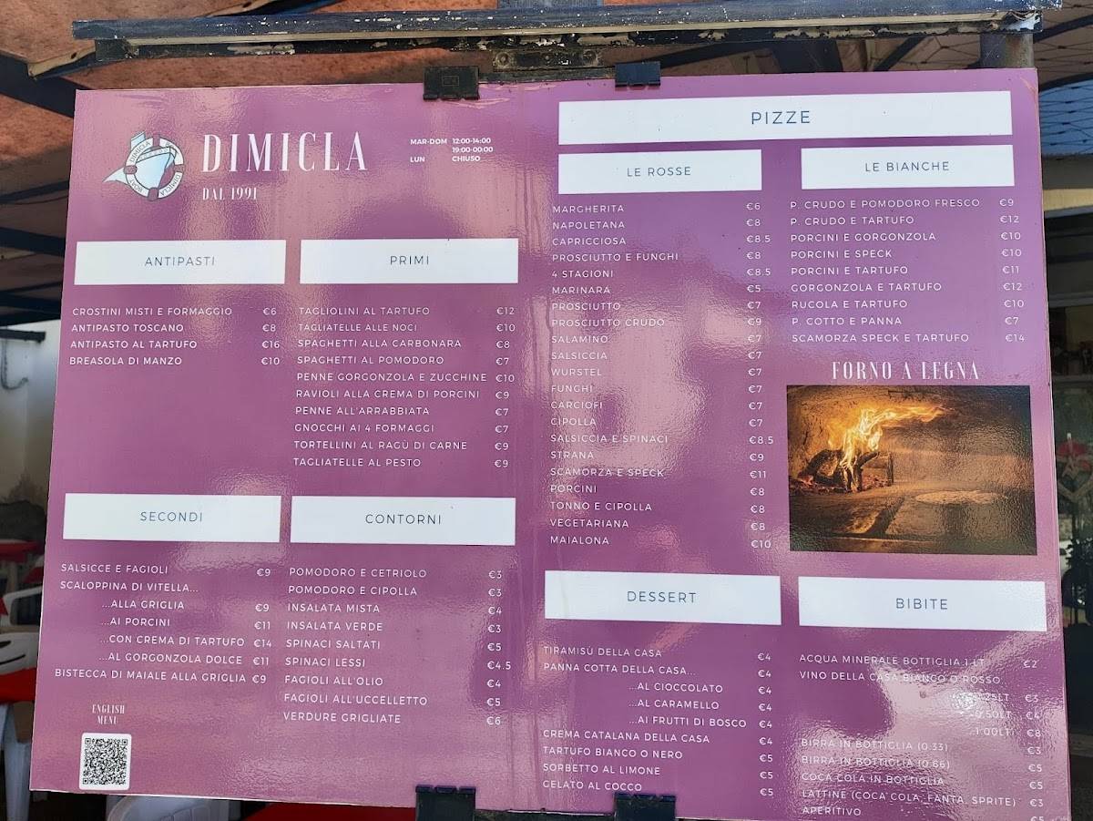 Menu di Pizzeria Dimicla 