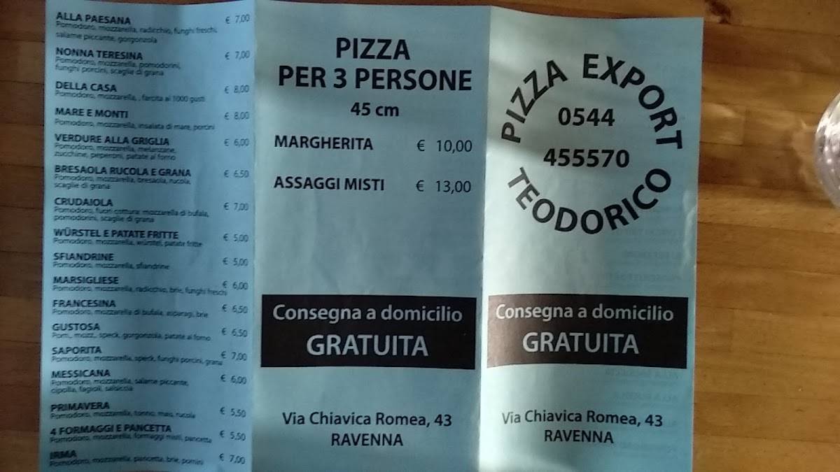 Menu di Pizzeria Export Teodorico 