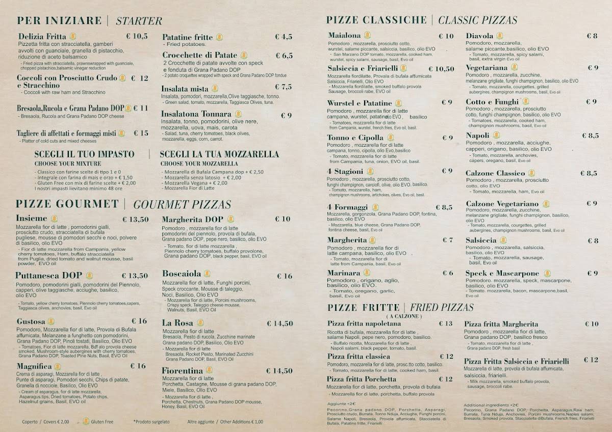 Menu di Pizzeria Insieme - Gourmet anche Gluten Free 