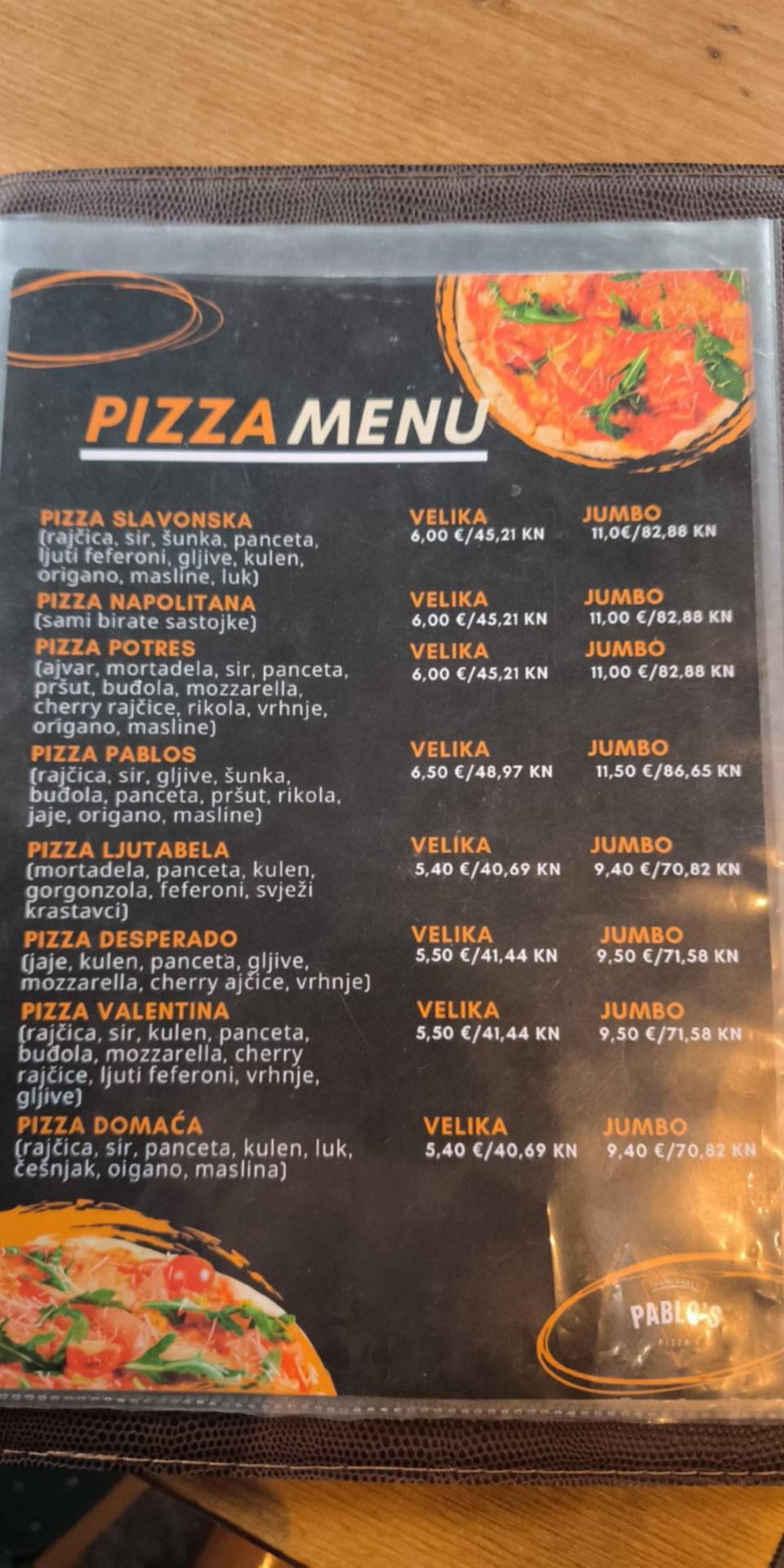 Menu di Pizzeria Klobuk 