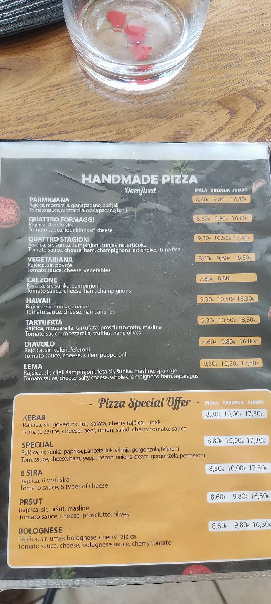 Menu di Pizzeria LEMA 