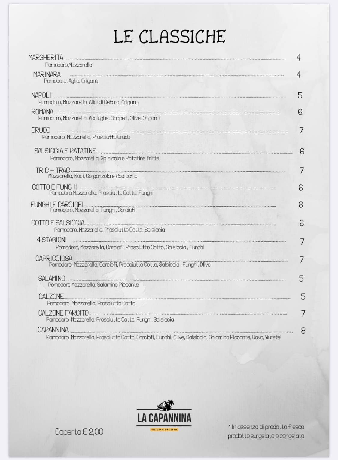 Menu di La Capannina 