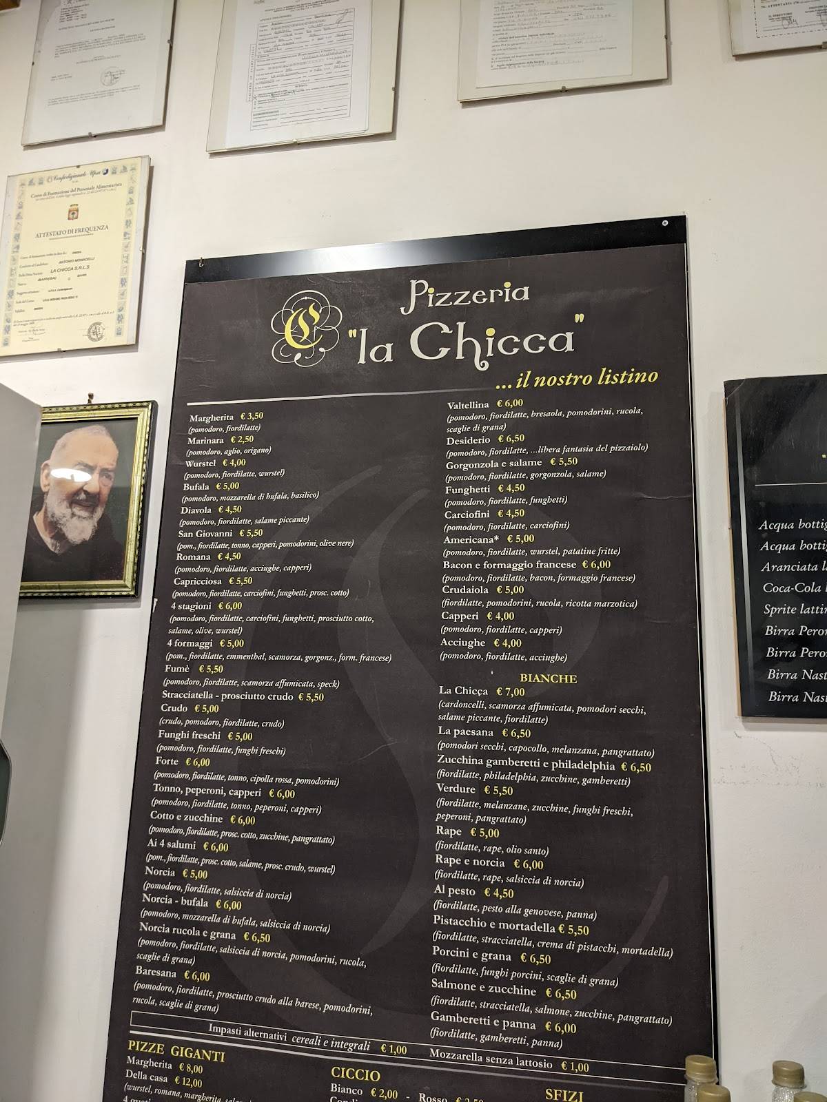 Menu di La Chicca 