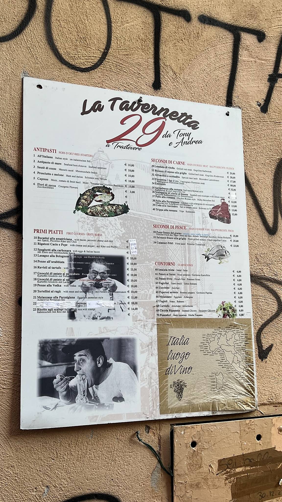 Menu di La Tavernetta 29 da Tony e Andrea 