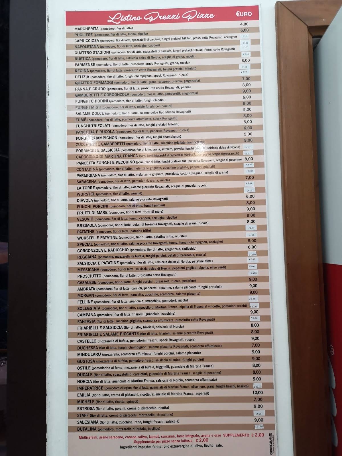 Menu di Pizzeria La Torre dal 1999 