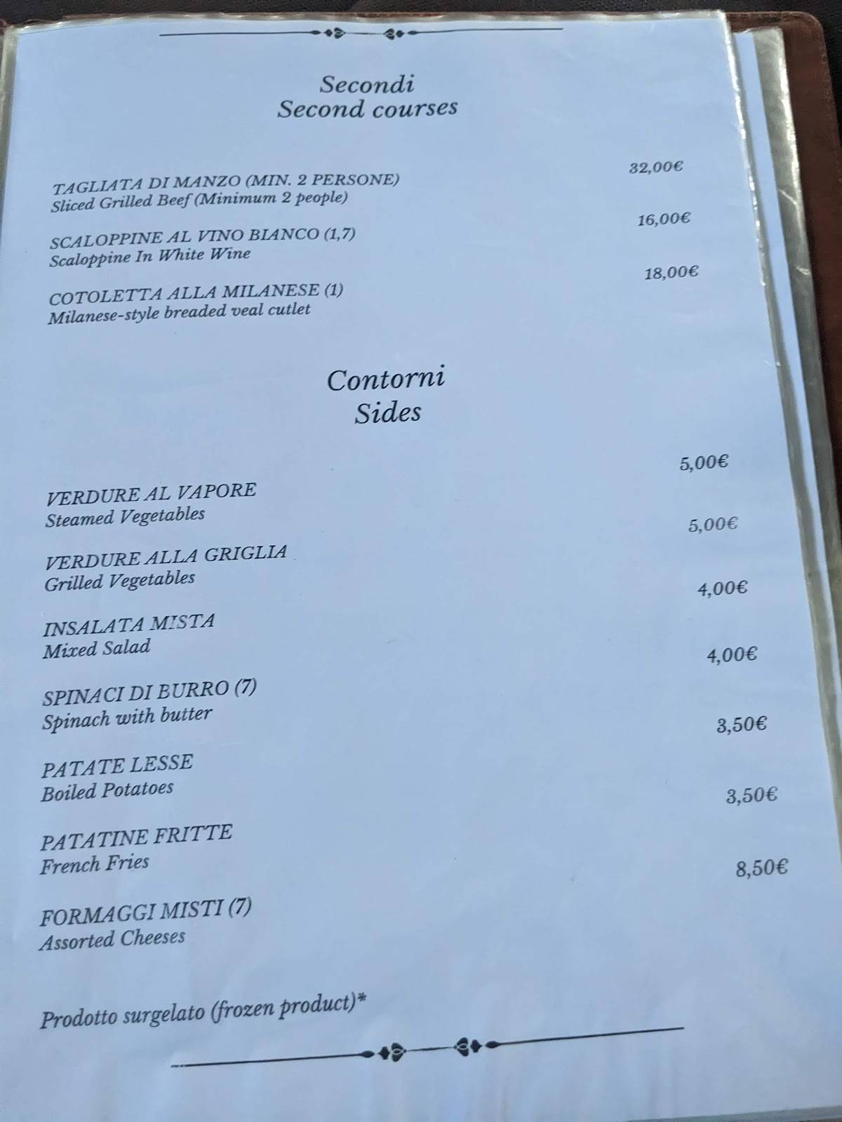Menu di La Vecchia Trattoria 