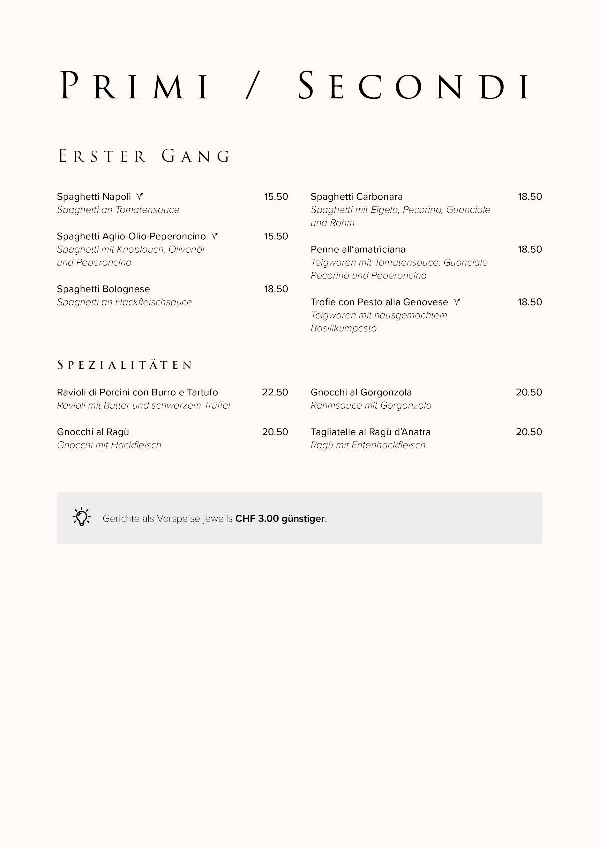 Menu di Pizzeria Löwen 