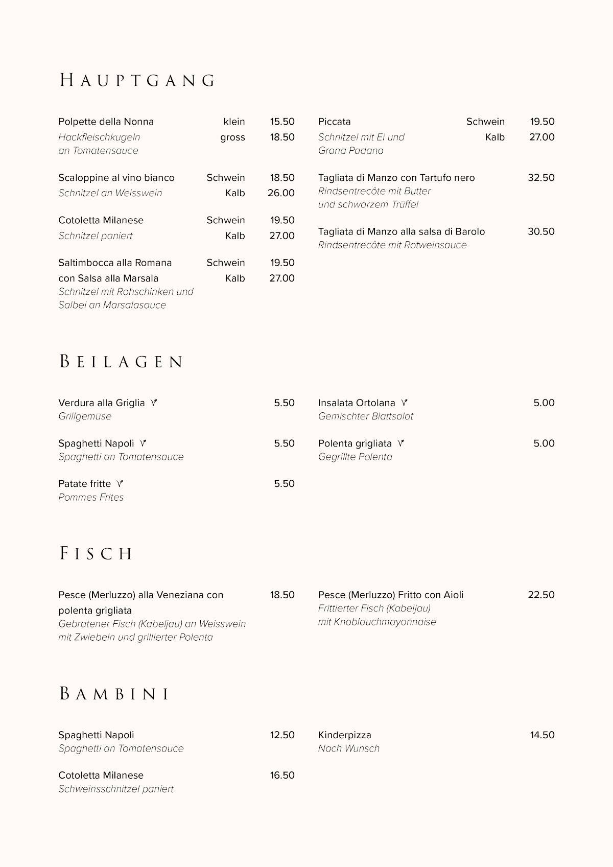 Menu di Pizzeria Löwen 