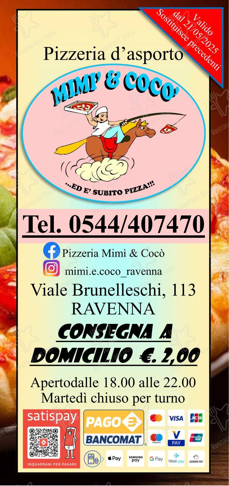 Menu di Pizzeria Mimì & Cocò - Menu