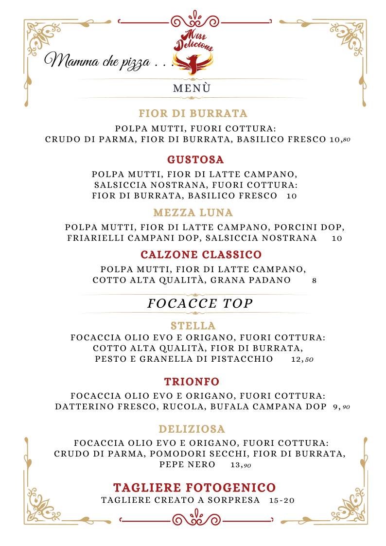Menu di Miss Delicious Pizzeria 