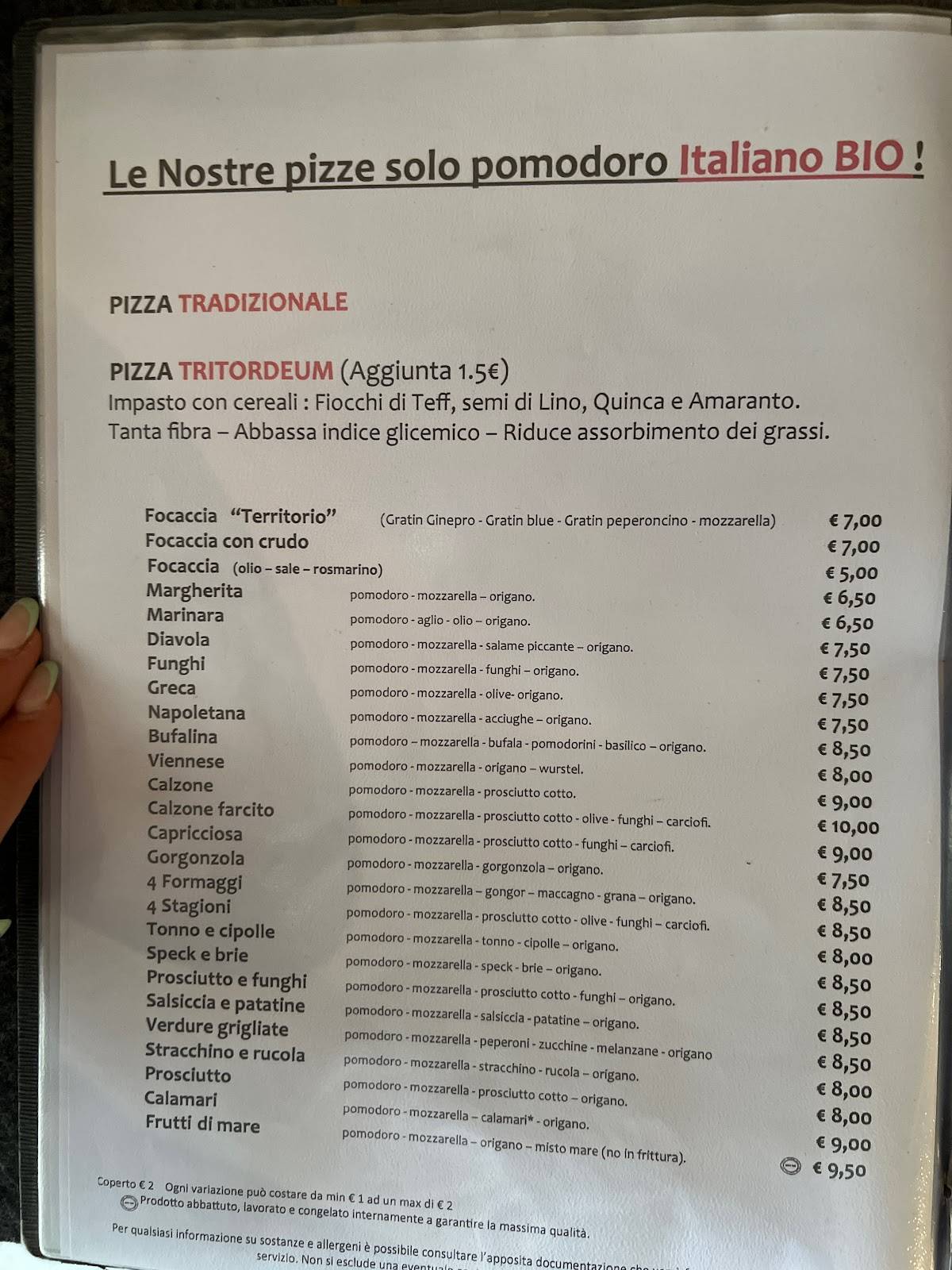 Menu di Pizzeria Mov-Ing 